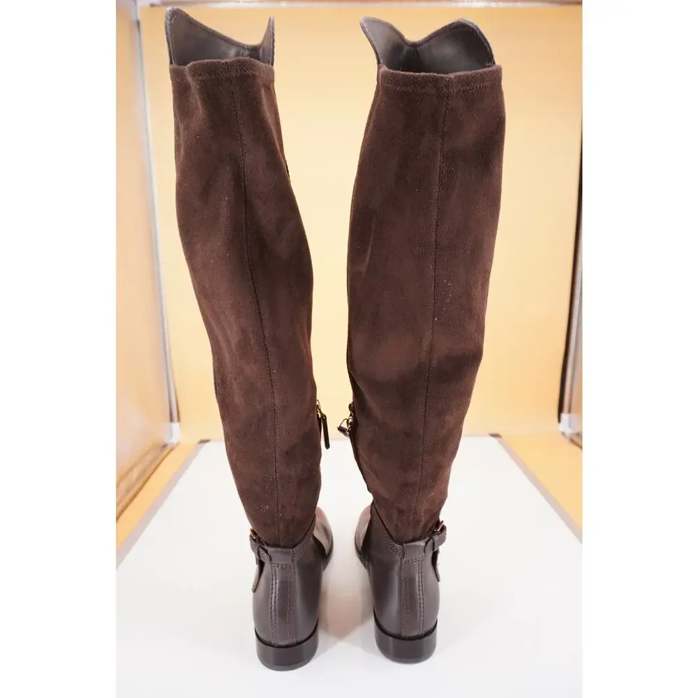 Tory Burch Wyatt Brown Leather Over the Knee Riding Boots Size 6 OTK New